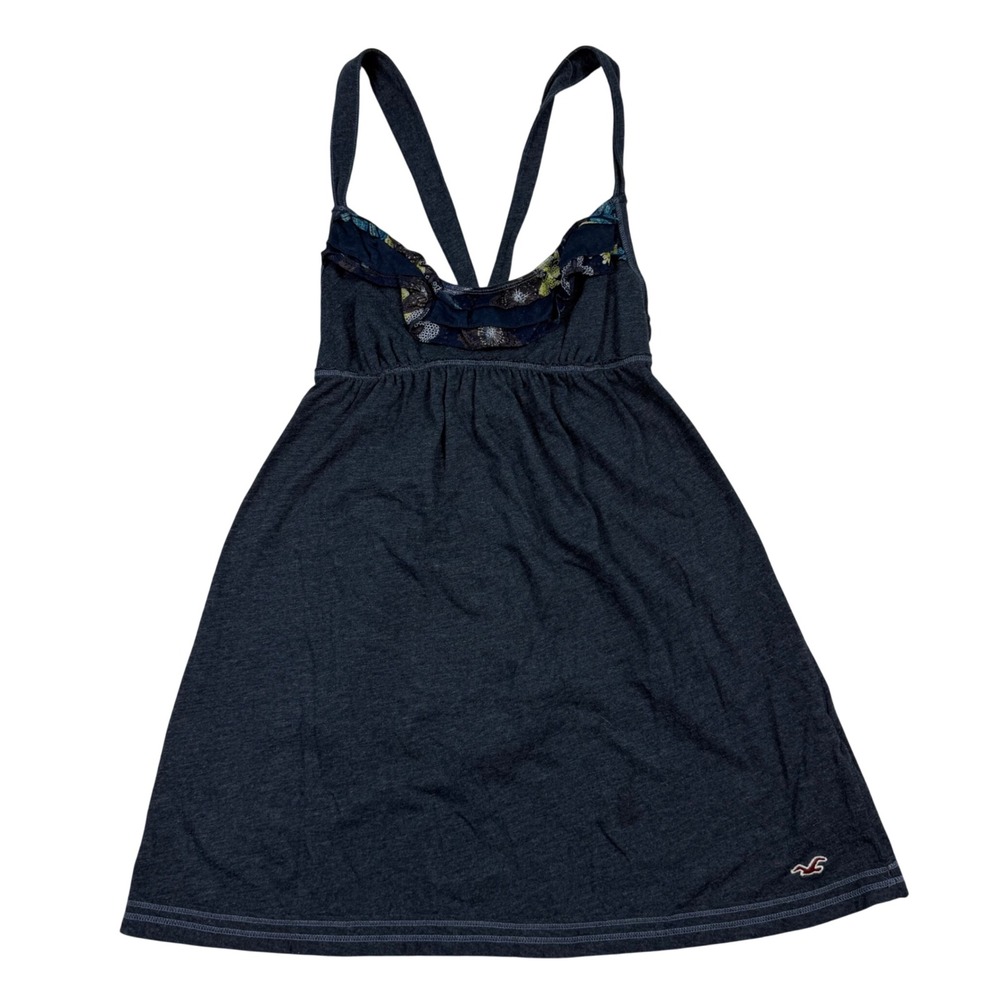 VTG Y2K Hollister Babydoll Tank Top Ruffle Empire Waist Cami Small Logo Twilight